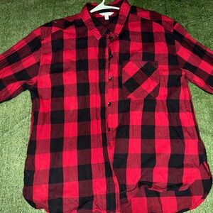 Red and Black Buffalo Plaid Button-Down Shirt